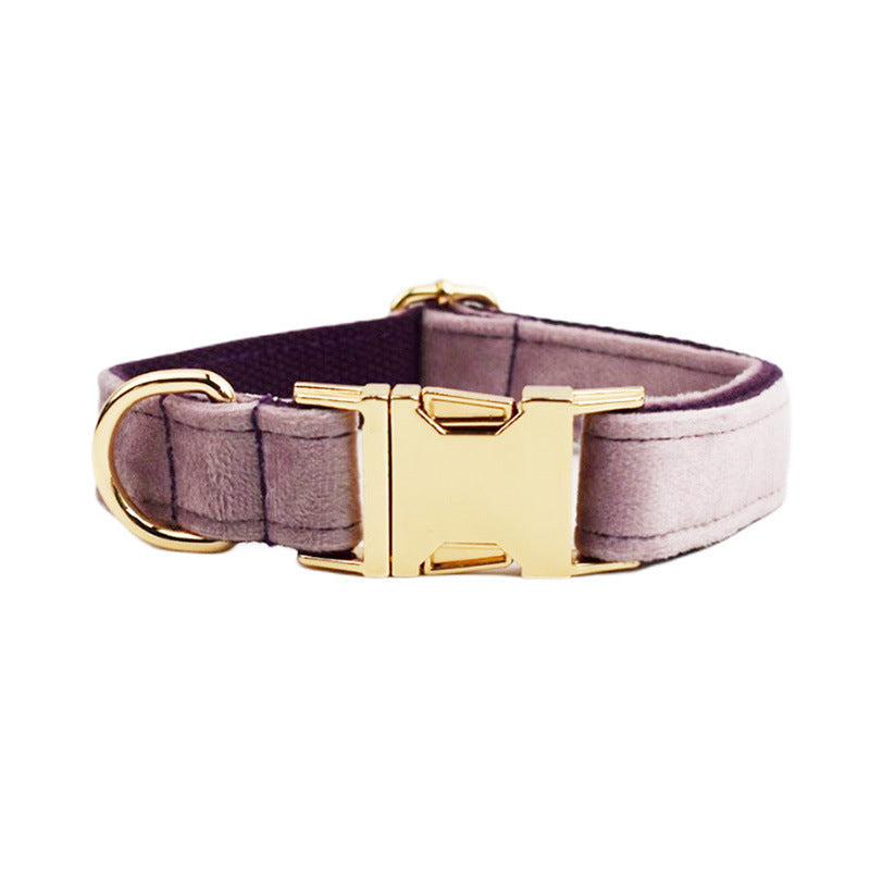 HKM-489043 Soft Velvet Dog Collar Set with Leash, Bow, Flower, Vest, and Poop Bag - Adjustable Sizes XS to XL
