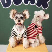 HKM-707923 Cozy Striped Cotton Sweater Cardigan for Small Dogs - Various Sizes Available