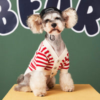 HKM-707923 Cozy Striped Cotton Sweater Cardigan for Small Dogs - Various Sizes Available