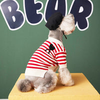 HKM-707923 Cozy Striped Cotton Sweater Cardigan for Small Dogs - Various Sizes Available