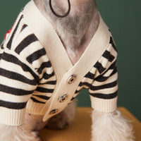HKM-707923 Cozy Striped Cotton Sweater Cardigan for Small Dogs - Various Sizes Available