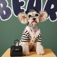 HKM-707923 Cozy Striped Cotton Sweater Cardigan for Small Dogs - Various Sizes Available