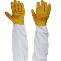 HKM-630355 BeeWARE Polyester Cotton Sheepskin Anti-Bee Gloves - Yellow and White, Ideal for Beekeeping and Harvesting