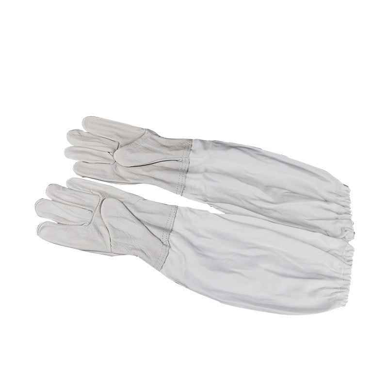 HKM-630355 BeeWARE Polyester Cotton Sheepskin Anti-Bee Gloves - Yellow and White, Ideal for Beekeeping and Harvesting