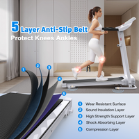 HKM-573843 Foldable Electric Treadmill with 2.5HP Motor, 12KMH Speed, Incline, Bluetooth, Heart Rate Sensor, and Cup Holder for Home Fitness