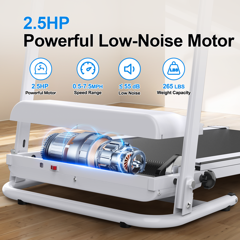 HKM-573843 Foldable Electric Treadmill with 2.5HP Motor, 12KMH Speed, Incline, Bluetooth, Heart Rate Sensor, and Cup Holder for Home Fitness