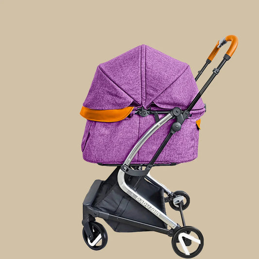 JMT-384522 Lightweight Aluminium 4-Wheel Pet Stroller with One-Click Fold, Comfortable Mesh Ventilation for Small Dogs and Cats