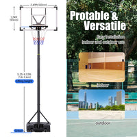 HKM-950099 Portable Adjustable Basketball Hoop with PC Backplate, Large Base, and Wheels (5.25-8.53 Ft)