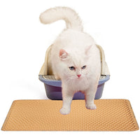 HKM-306899 Double Layer Cat Litter Mat with Unique Rice Shape Design for Effective Litter Trapping and Easy Cleaning, Waterproof EVA Material, Yellow
