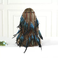 HKM-396051 Bohemian Feather Headband Hair Comb for Festivals, Versatile Fashion Accessory for Women