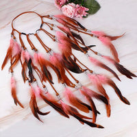 HKM-396051 Bohemian Feather Headband Hair Comb for Festivals, Versatile Fashion Accessory for Women