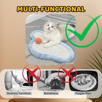 HKM-626003 Wall-Mounted Natural Sisal Cat Scratching Mat with Cute Sleeping Cat Design - Durable Indoor Furniture Protector