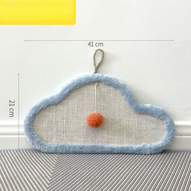 HKM-626003 Wall-Mounted Natural Sisal Cat Scratching Mat with Cute Sleeping Cat Design - Durable Indoor Furniture Protector