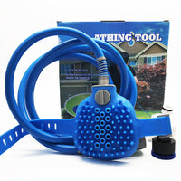 HKM-234835 Outdoor Pet Bath Brush with Shower Adapter for Dogs and Cats - 2.5M Silicone Hose