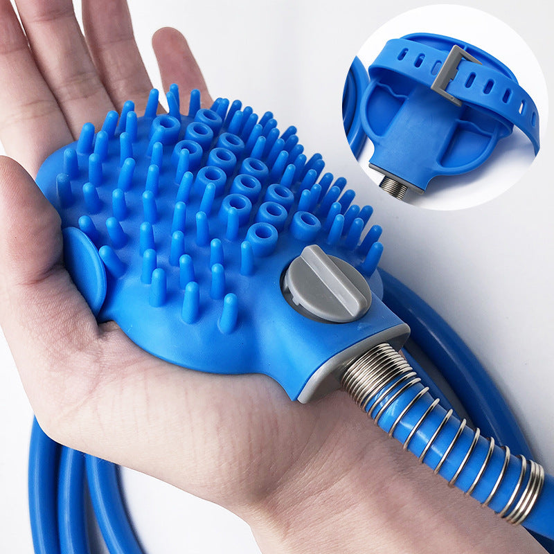 HKM-234835 Outdoor Pet Bath Brush with Shower Adapter for Dogs and Cats - 2.5M Silicone Hose