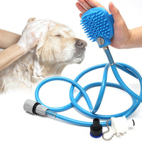 HKM-234835 Outdoor Pet Bath Brush with Shower Adapter for Dogs and Cats - 2.5M Silicone Hose