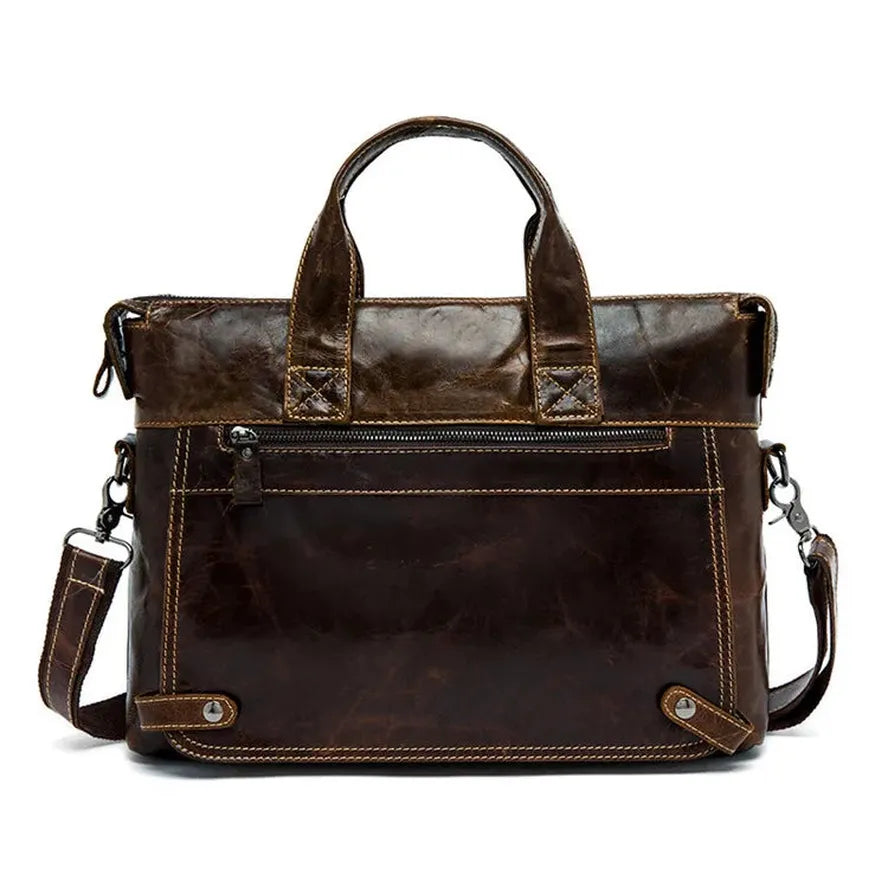 KTX-974995 Vintage Genuine Leather Men's Shoulder Bag Briefcase for Office Use - Model 9103