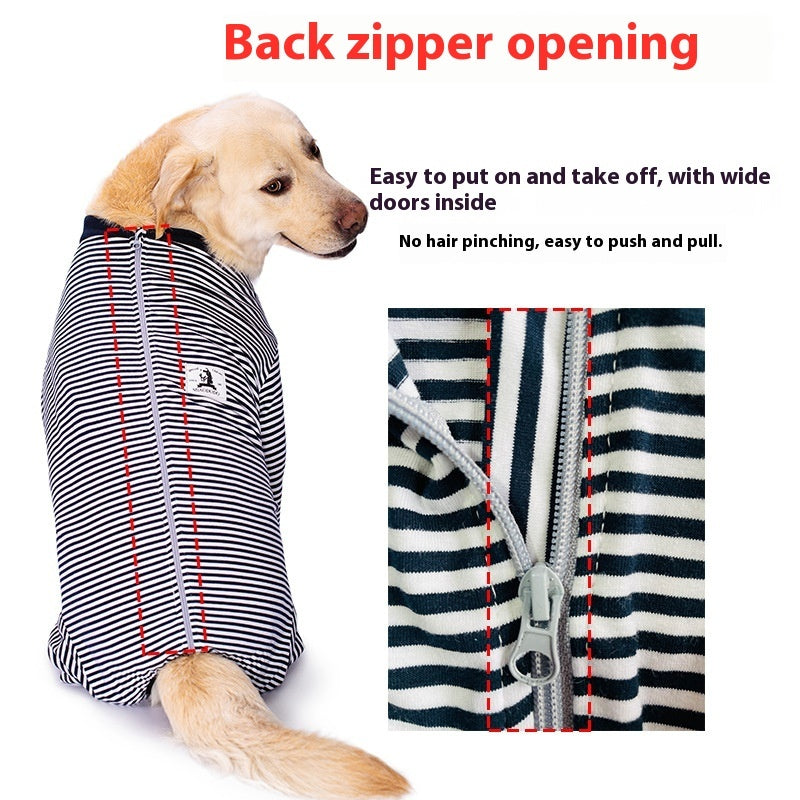 HKM-590355 Thin Striped Dog Shirt for Medium to Large Breeds in Sky Blue and Dark Blue Stripes