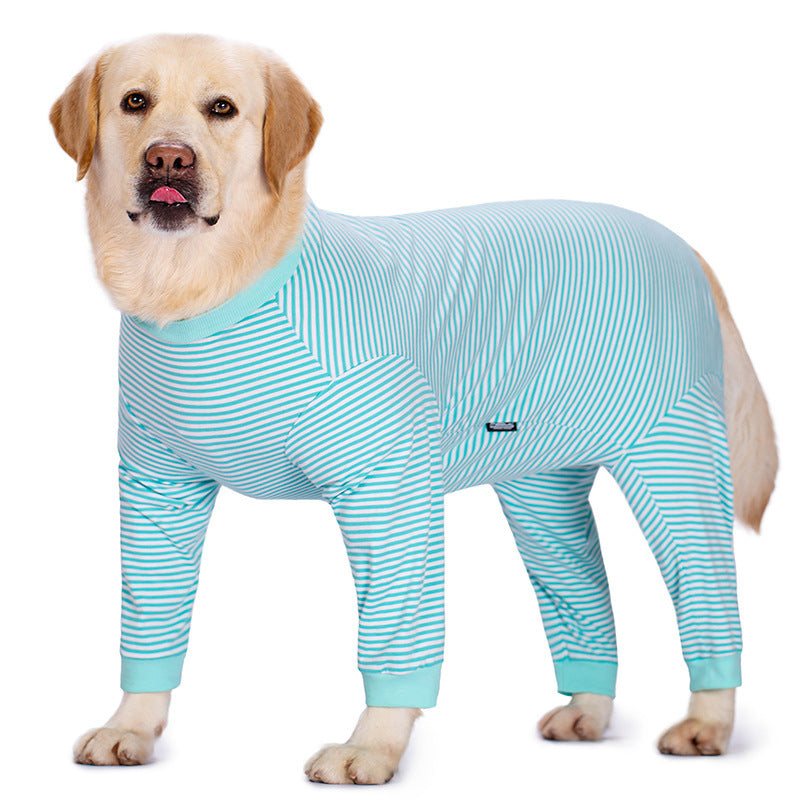 HKM-590355 Thin Striped Dog Shirt for Medium to Large Breeds in Sky Blue and Dark Blue Stripes