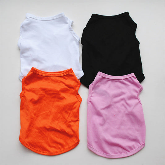 HKM-458131 Solid Color Casual Dog Vest in Thin White - Polyester Material, Unisex Design