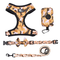 HKM-219987 Camouflage Printed Dog Chest Harness Set with Leash - Durable Polyester, Multiple Sizes Available