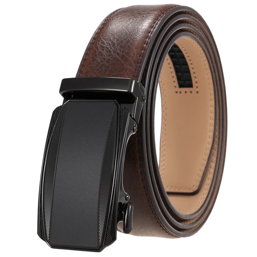 HKM-579283 Men's Genuine Leather Automatic Buckle Ratchet Belt - Model Ly36-24433-1