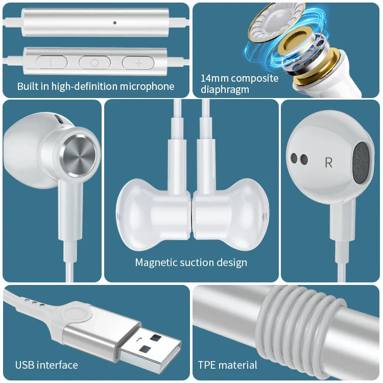KTX-223571 Wired In-Ear Headphones with Microphone and Volume Control for Gaming and Computer Use, 2.3m Cable, Noise Cancelling
