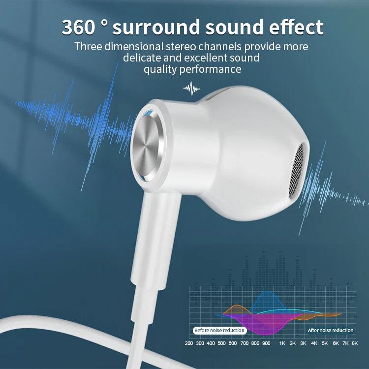 KTX-223571 Wired In-Ear Headphones with Microphone and Volume Control for Gaming and Computer Use, 2.3m Cable, Noise Cancelling