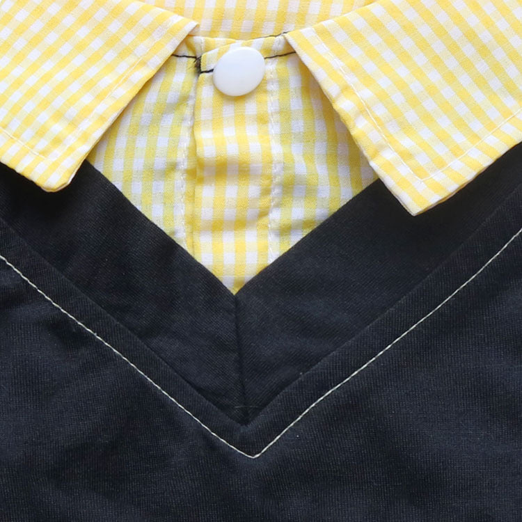 HKM-965459 Teddy Printed Plaid Pointed Collar Pet Shirt for Small Dogs - Polyester T-Shirt in Black and Pink, Yellow, or Blue