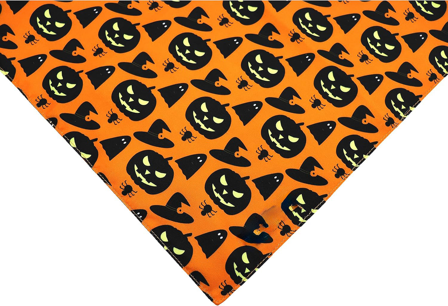 HKM-356691 Reversible Halloween Dog Bandana with Pumpkin and Spider Web Designs for Pets, Adjustable Fit up to 16 Inches