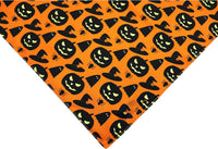 HKM-356691 Reversible Halloween Dog Bandana with Pumpkin and Spider Web Designs for Pets, Adjustable Fit up to 16 Inches