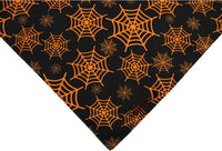 HKM-356691 Reversible Halloween Dog Bandana with Pumpkin and Spider Web Designs for Pets, Adjustable Fit up to 16 Inches