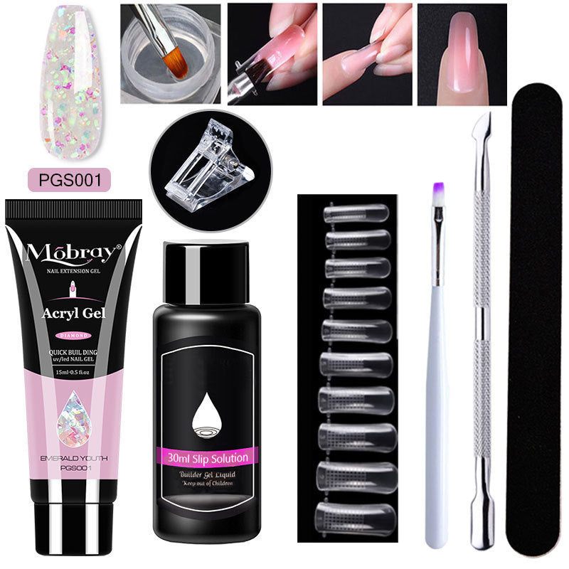 HKM-861459 7-Piece UV/LED Nail Art Crystal Extender Set - 12 Color Resin Nail Polish, 1.5ml Each