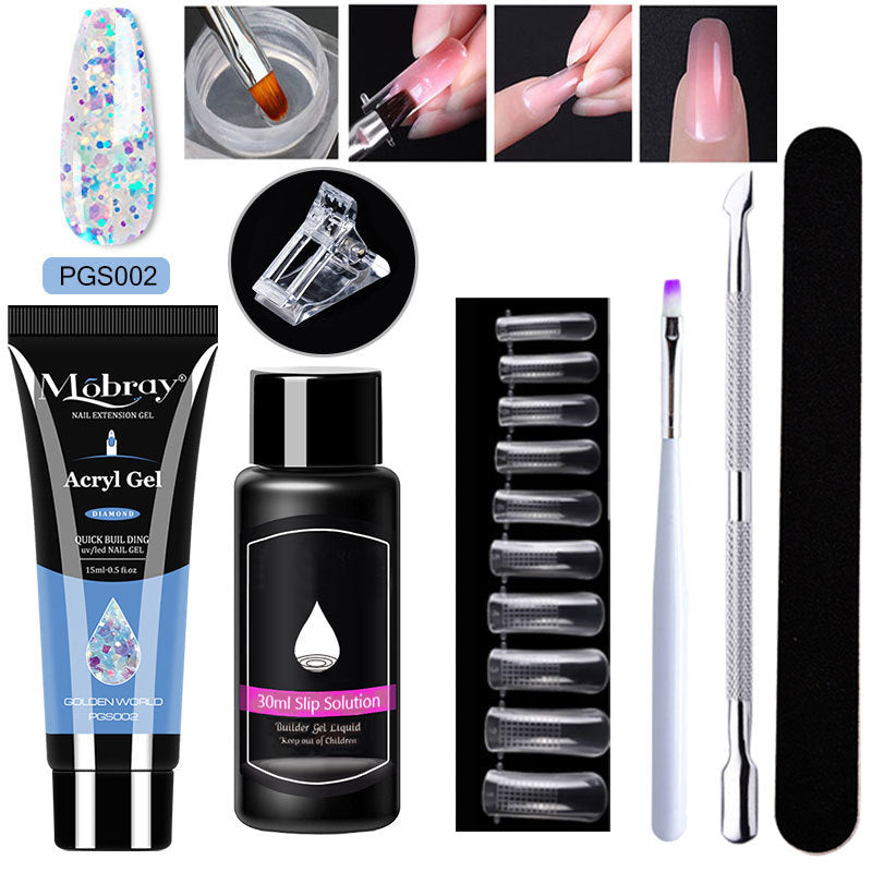 HKM-861459 7-Piece UV/LED Nail Art Crystal Extender Set - 12 Color Resin Nail Polish, 1.5ml Each