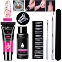 HKM-861459 7-Piece UV/LED Nail Art Crystal Extender Set - 12 Color Resin Nail Polish, 1.5ml Each
