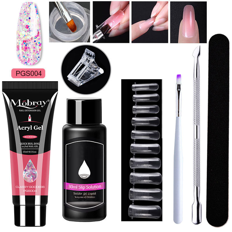 HKM-861459 7-Piece UV/LED Nail Art Crystal Extender Set - 12 Color Resin Nail Polish, 1.5ml Each