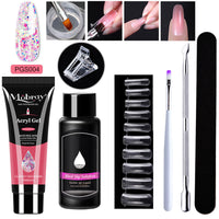 HKM-861459 7-Piece UV/LED Nail Art Crystal Extender Set - 12 Color Resin Nail Polish, 1.5ml Each