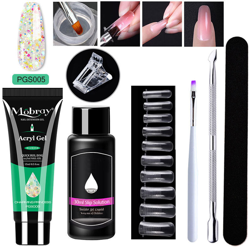 HKM-861459 7-Piece UV/LED Nail Art Crystal Extender Set - 12 Color Resin Nail Polish, 1.5ml Each
