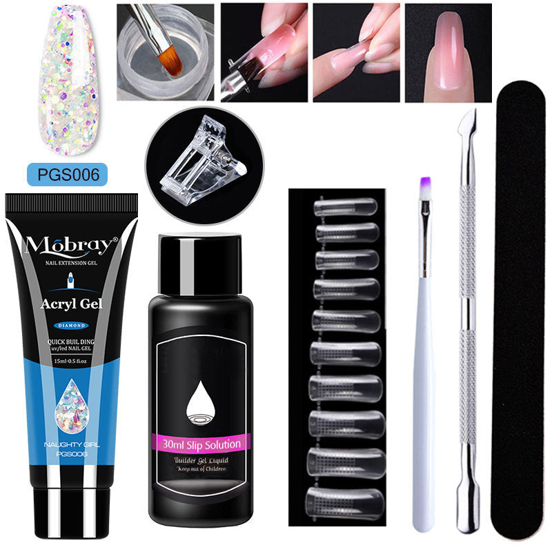 HKM-861459 7-Piece UV/LED Nail Art Crystal Extender Set - 12 Color Resin Nail Polish, 1.5ml Each