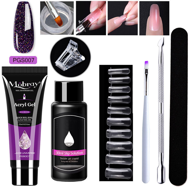 HKM-861459 7-Piece UV/LED Nail Art Crystal Extender Set - 12 Color Resin Nail Polish, 1.5ml Each