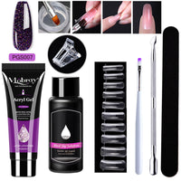 HKM-861459 7-Piece UV/LED Nail Art Crystal Extender Set - 12 Color Resin Nail Polish, 1.5ml Each