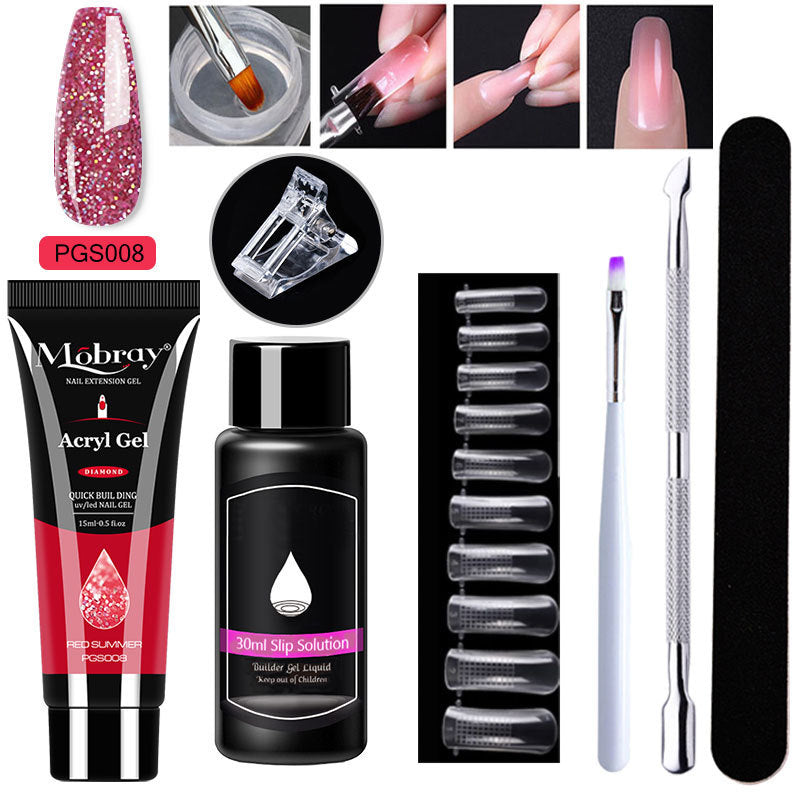 HKM-861459 7-Piece UV/LED Nail Art Crystal Extender Set - 12 Color Resin Nail Polish, 1.5ml Each