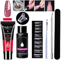 HKM-861459 7-Piece UV/LED Nail Art Crystal Extender Set - 12 Color Resin Nail Polish, 1.5ml Each