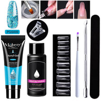 HKM-861459 7-Piece UV/LED Nail Art Crystal Extender Set - 12 Color Resin Nail Polish, 1.5ml Each