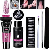 HKM-861459 7-Piece UV/LED Nail Art Crystal Extender Set - 12 Color Resin Nail Polish, 1.5ml Each