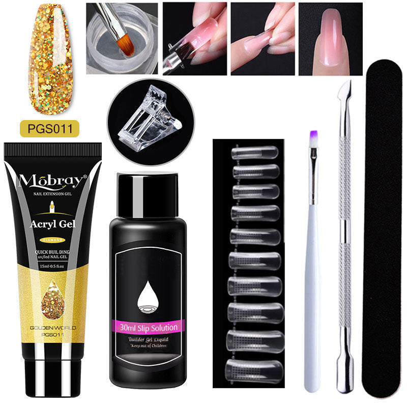HKM-861459 7-Piece UV/LED Nail Art Crystal Extender Set - 12 Color Resin Nail Polish, 1.5ml Each