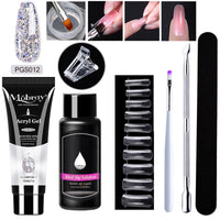 HKM-861459 7-Piece UV/LED Nail Art Crystal Extender Set - 12 Color Resin Nail Polish, 1.5ml Each