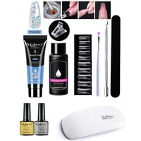 HKM-861459 7-Piece UV/LED Nail Art Crystal Extender Set - 12 Color Resin Nail Polish, 1.5ml Each