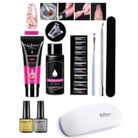 HKM-861459 7-Piece UV/LED Nail Art Crystal Extender Set - 12 Color Resin Nail Polish, 1.5ml Each