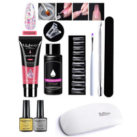 HKM-861459 7-Piece UV/LED Nail Art Crystal Extender Set - 12 Color Resin Nail Polish, 1.5ml Each
